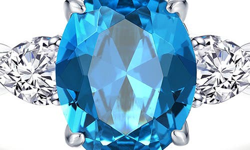 Lafonn Oval Simulated Blue Topaz & Pear Cut Simulated Diamond Ring In Blue
