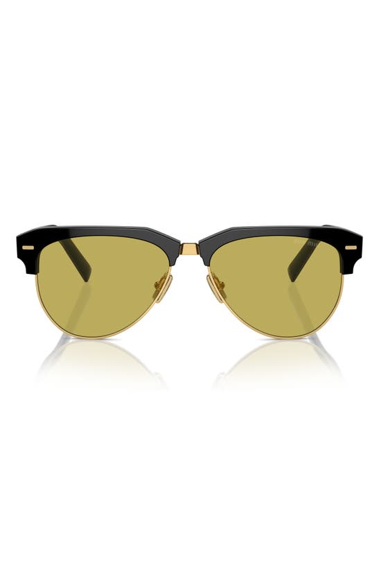 Shop Miu Miu 57mm Pilot Sunglasses In Black