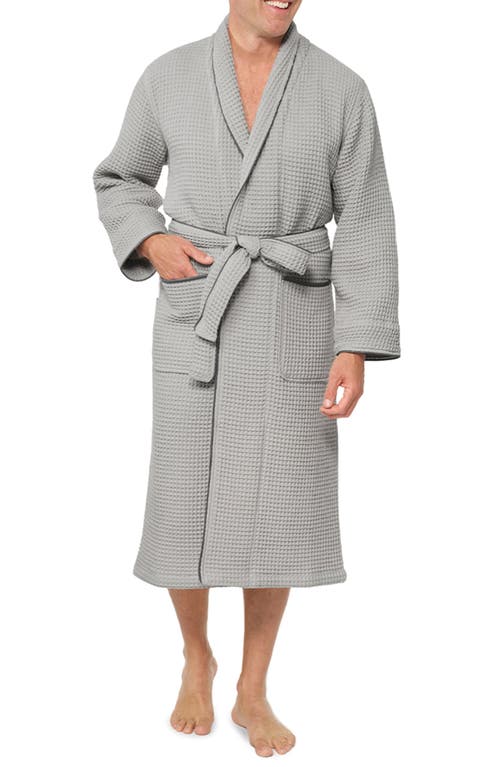 Shop Boll & Branch Organic Cotton Waffle Robe In Pewter/stone