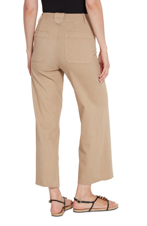 Shop Lyssé High Waist No Side Seam Ankle Wide Leg Knit Jeans In Tanned