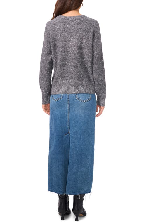 Vince Camuto Sequin Detail V-neck Sweater In Ash Grey