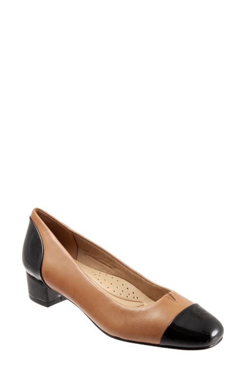 Trotters Daisy Pump In Tan/black Leather