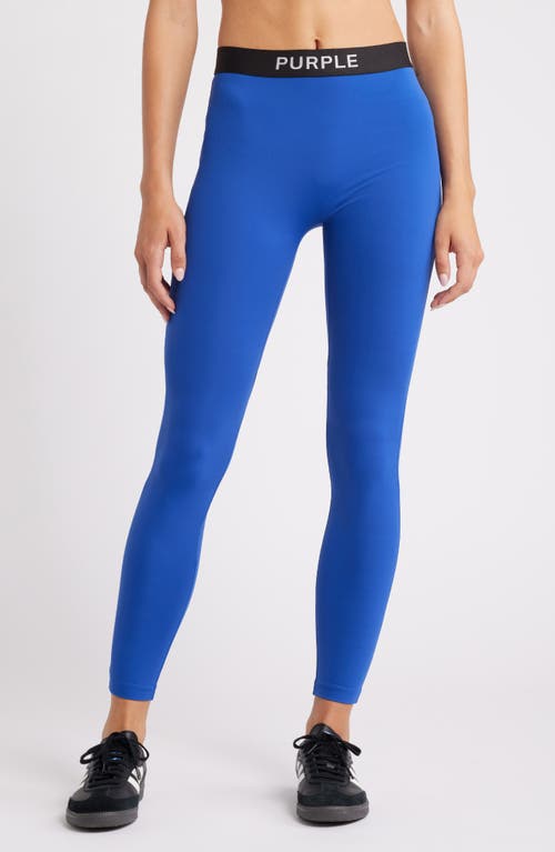 PURPLE BRAND Logo Waistband Leggings in Blue 