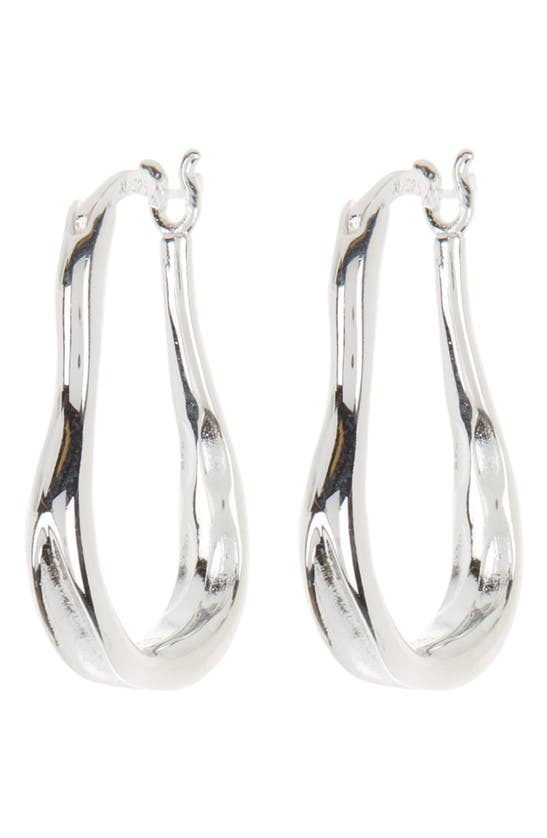 Argento Vivo Sterling Silver Wavy Oval Hoop Earrings In Metallic