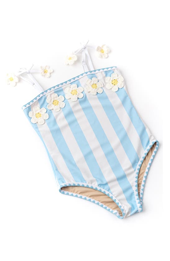 Shop Shade Critters Kids' Cabana Daisy Stripe One-piece Swimsuit In Blue