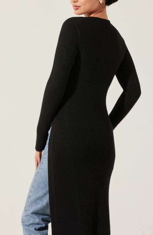 Shop Astr The Label High Slit Long Sweater In Black