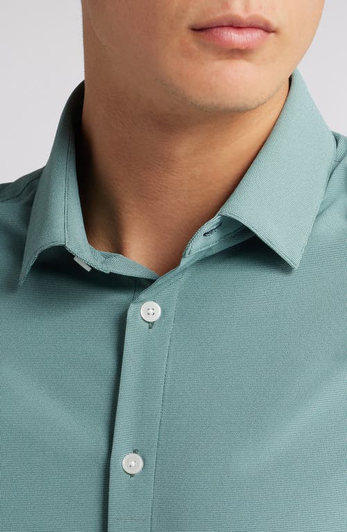 Shop Mizzen + Main Mizzen+main Leeward Trim Fit Performance Button-up Shirt In Hunter Green Straton Check