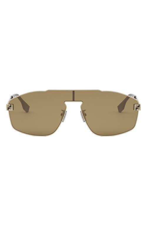 Shop Fendi ' Sky Mask Sunglasses In Gold/brown