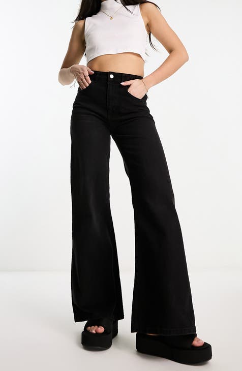 RARE* BDG High-Rise Two-Tiered Ruffle Flare Jeans in Black - Size