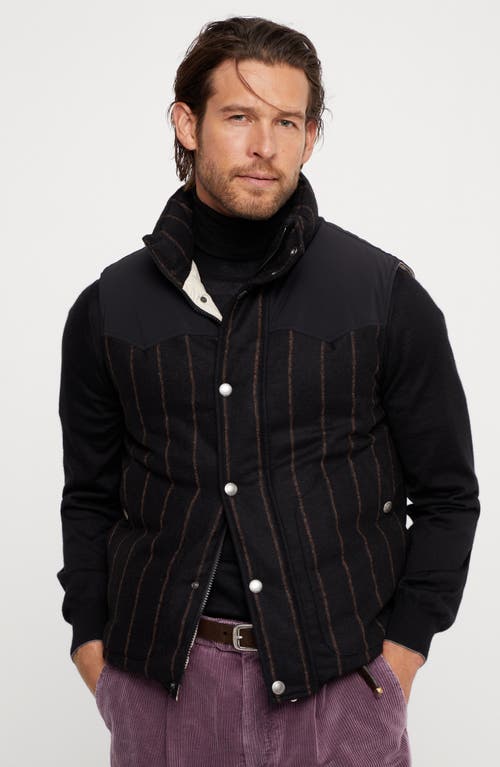 Shop Brunello Cucinelli Chalk Stripe Down Vest In Black