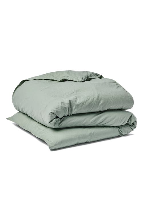 Coyuchi Crinkled Organic Cotton Percale Duvet Cover in Sage at Nordstrom