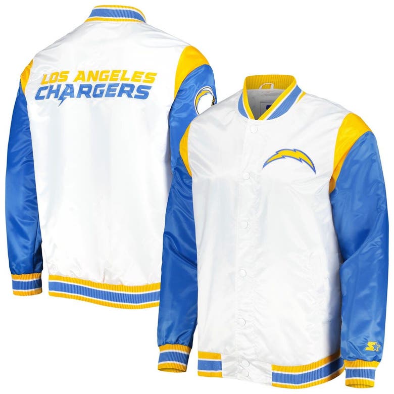 Starter White Los Angeles Chargers Throwback Warm Up Pitch Satin Full ...