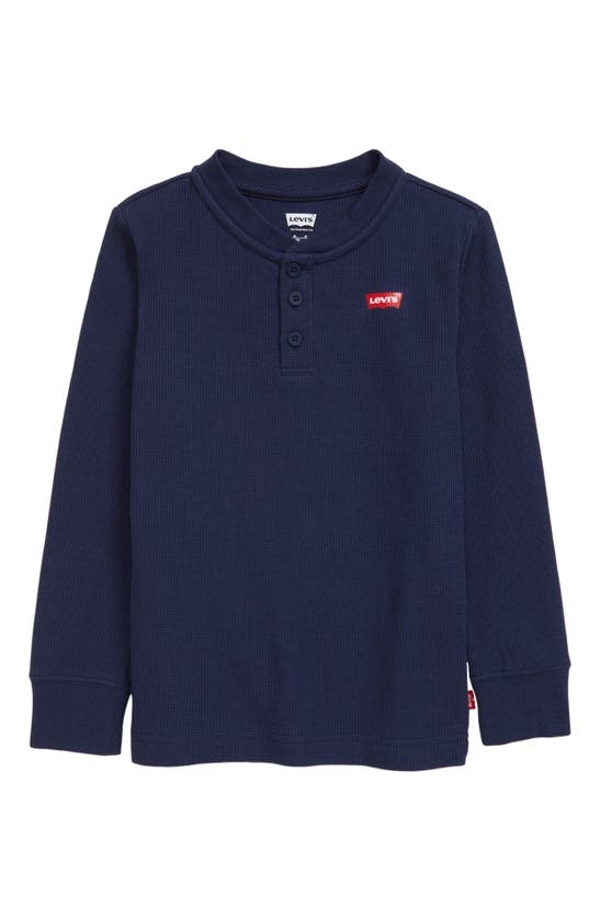 Levi's Kids' Thermal Henley Long Sleeve Top In Naval Blue