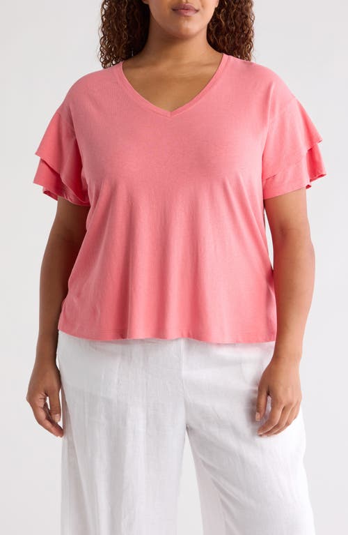 Caslonr Caslon(r) Cotton & Linen V-neck T-shirt In Pink