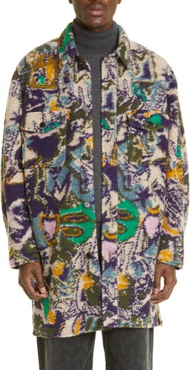 Isabel Marant Omeya Abstract Jacquard Wool Blend Bouclé Coat | Nordstrom