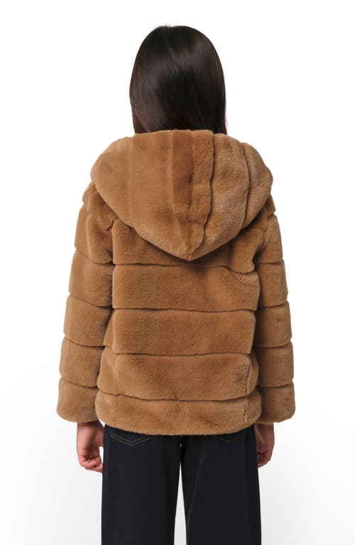 Apparis Kids' Goldy Tiered Fleece Hooded Coat In Camel