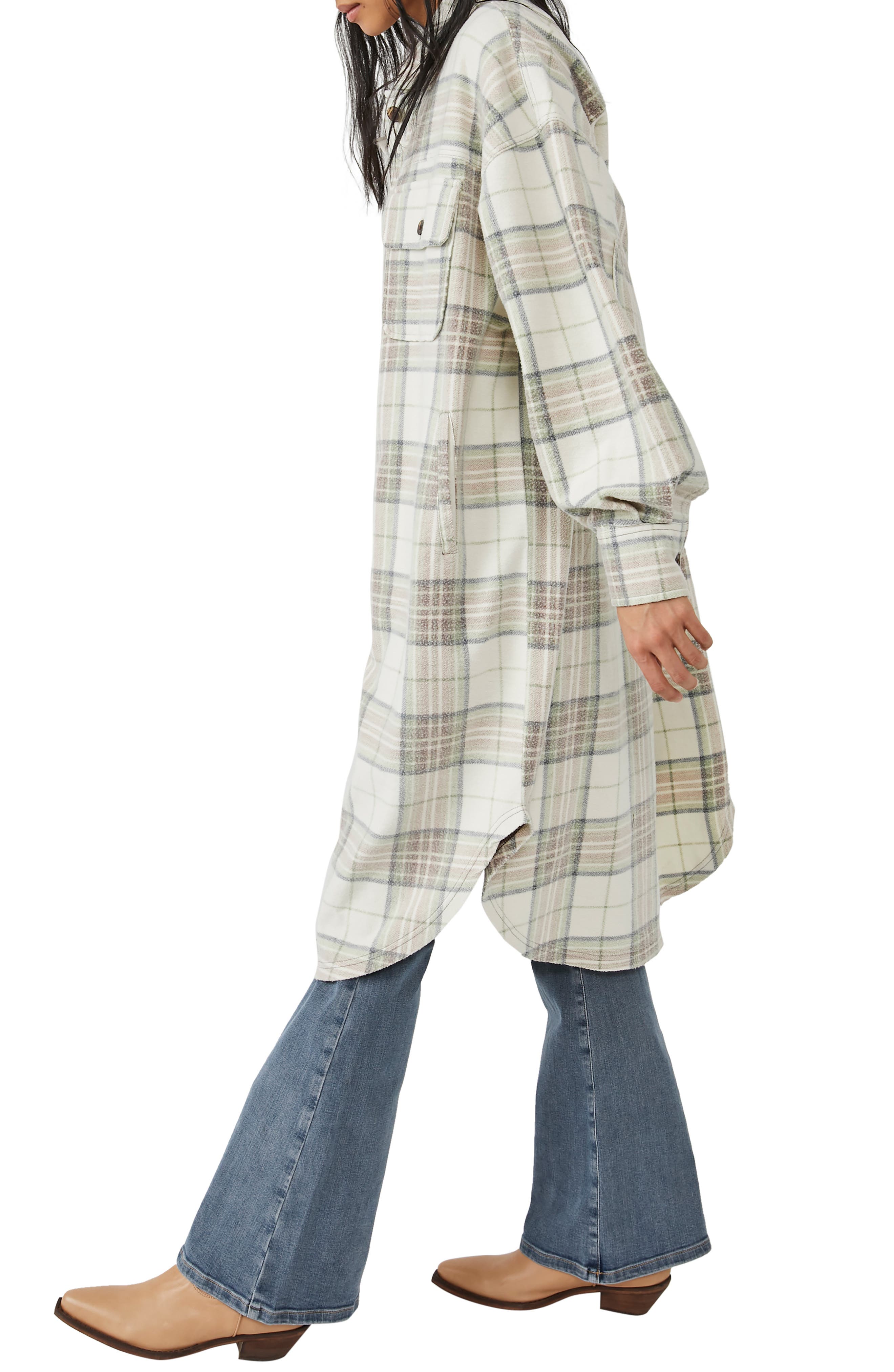 Free People Women's Plaid Print Long Ruby Jacket