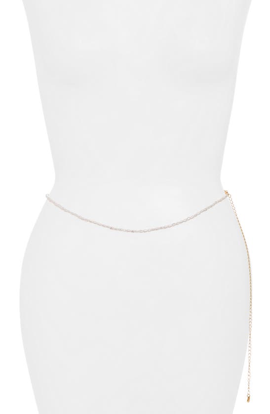 Shop Bp. Imitation Pearl Belly Chain In Goldhite