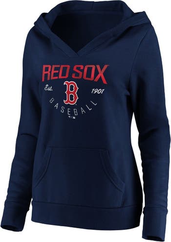 FANATICS Women's Fanatics Branded Navy Boston Red Sox Core Live For It  V-Neck Pullover Hoodie