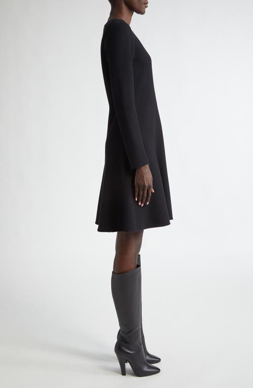 Shop Lafayette 148 New York Long Sleeve Wool Nouveau Crepe Dress In Black