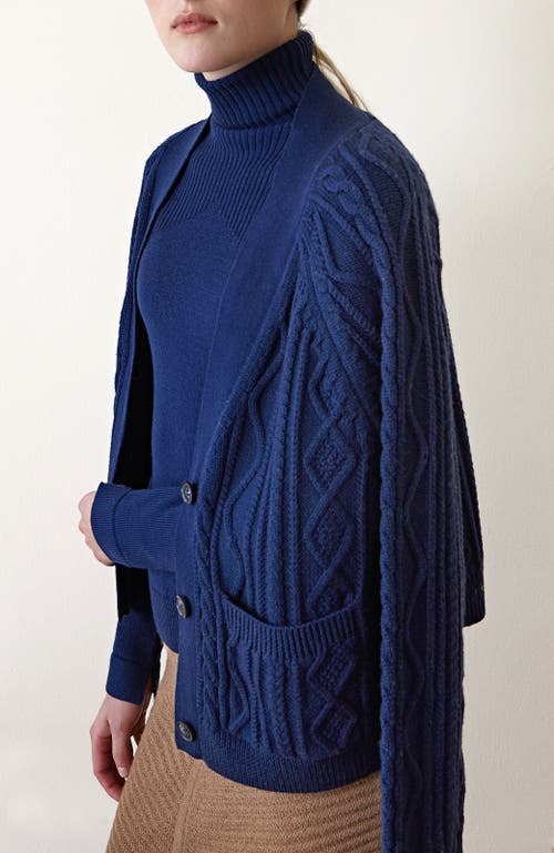 Oyun Cable Fisherman Cardigan In Azure Blue