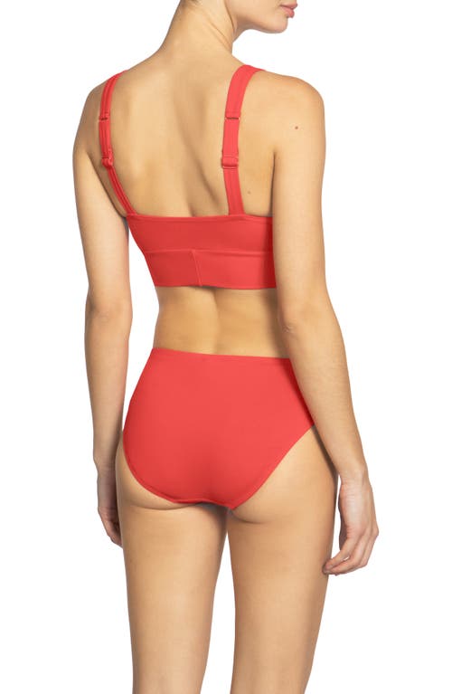 Shop Robin Piccone Ava Twist Hipster Bikini Bottoms In Guava