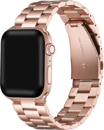 Sedona In Navy - Leather Luxury Apple Watch Band - Rose Gold, Chalonne