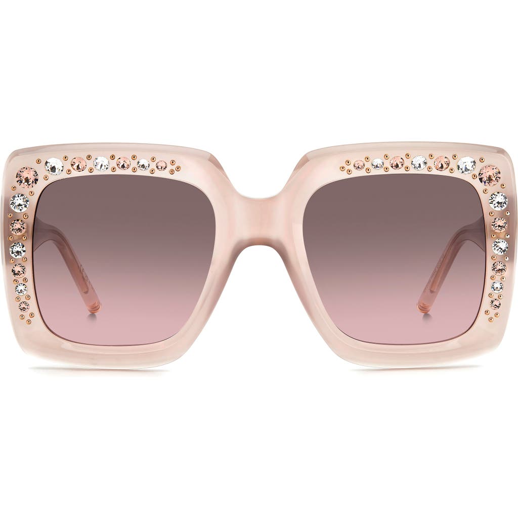 Carolina Herrera 53mm Crystal Embellished Square Sunglasses In Brown