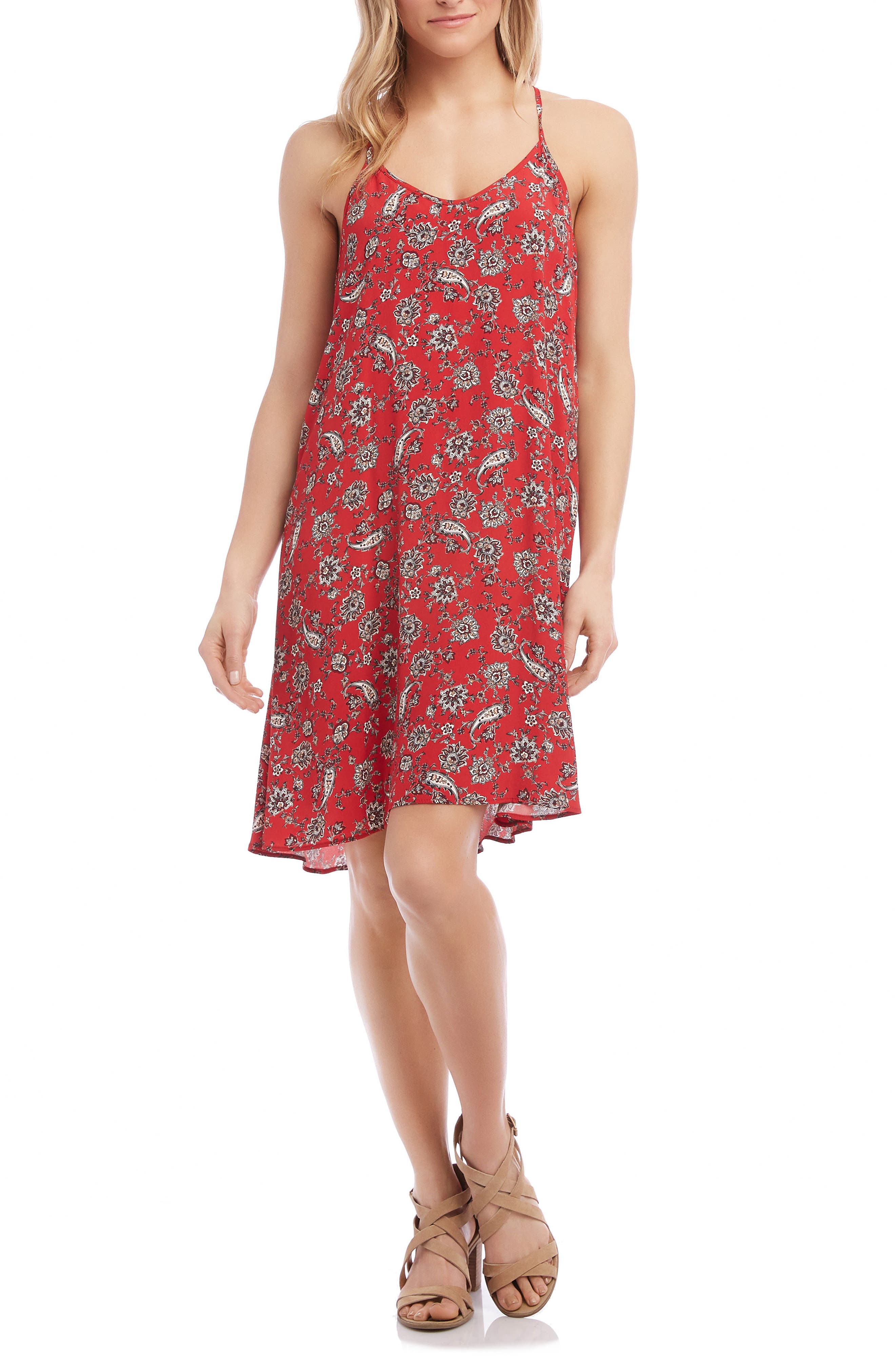 Karen Kane Paisley Print Racerback Dress, Red