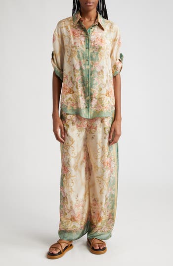 Zimmermann Damask Silk Wide Leg Pants