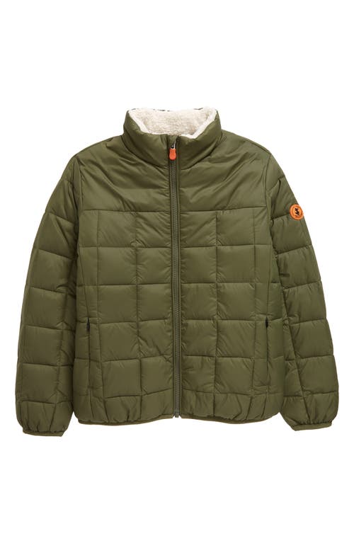 Save The Duck Kids' Tommy Lauren Faux Fur Lined Quilted Jacket in Laurel Green