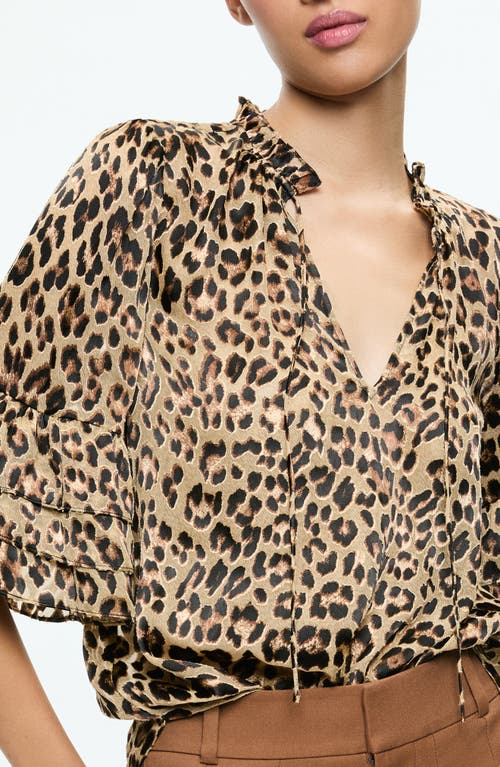 Shop Alice And Olivia Alice + Olivia Willa Leopard Print Tiered Sleeve Top In Leopard Love