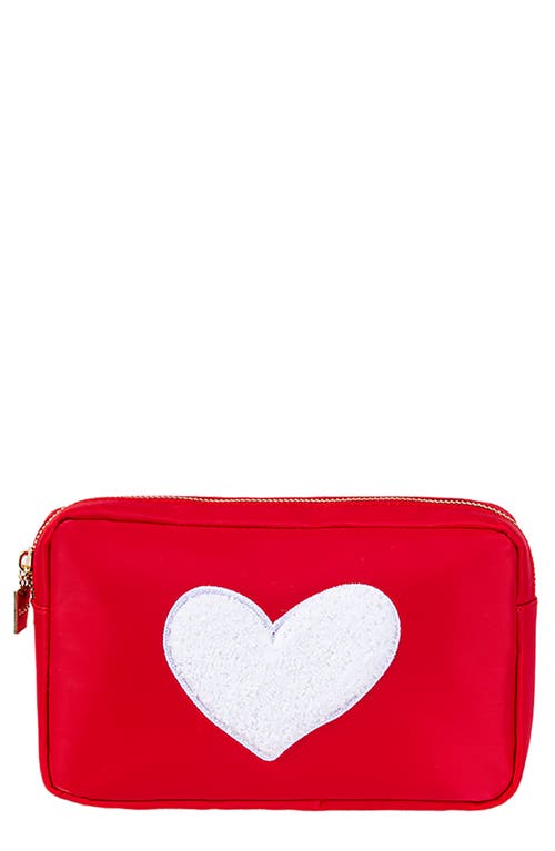 Medium Heart Cosmetic Bag in Red