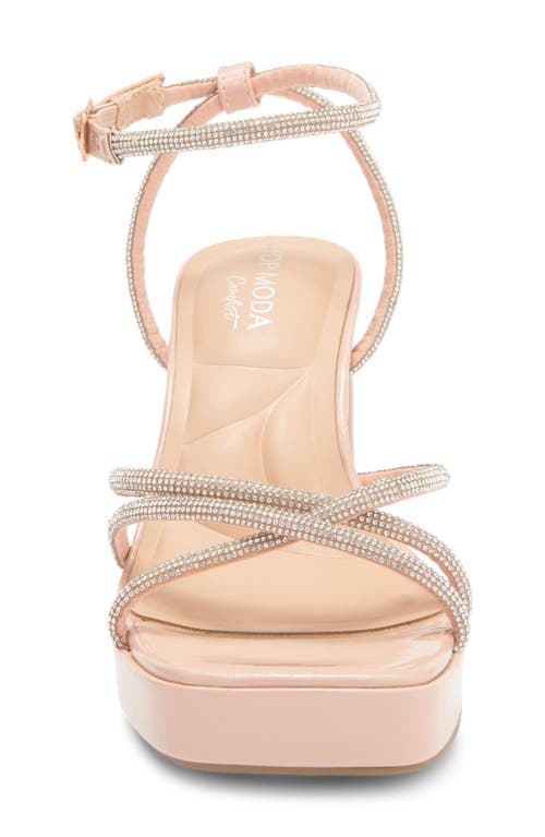Top Guy Shoes Crystal Platform Sandal In Nude Pat