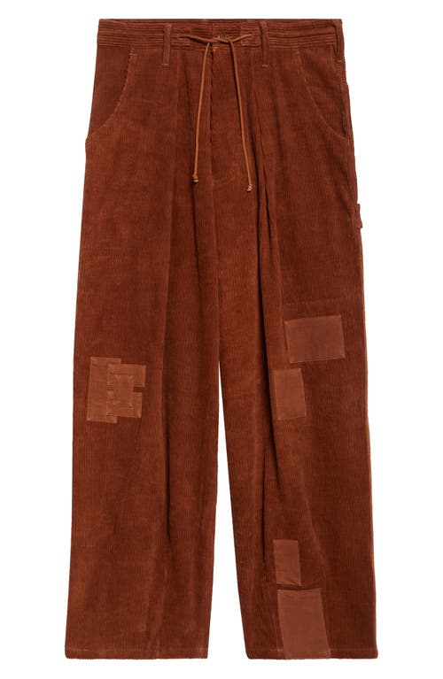 Story Mfg. Patchwork Organic Cotton Corduroy Wide Leg Carpenter Trousers In Brown Scarecrow Cord