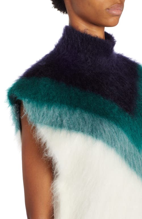 Shop Bottega Veneta Wool & Mohair Blend Sleeveless Turtleneck Sweater In Mid Blue/bil./chalk