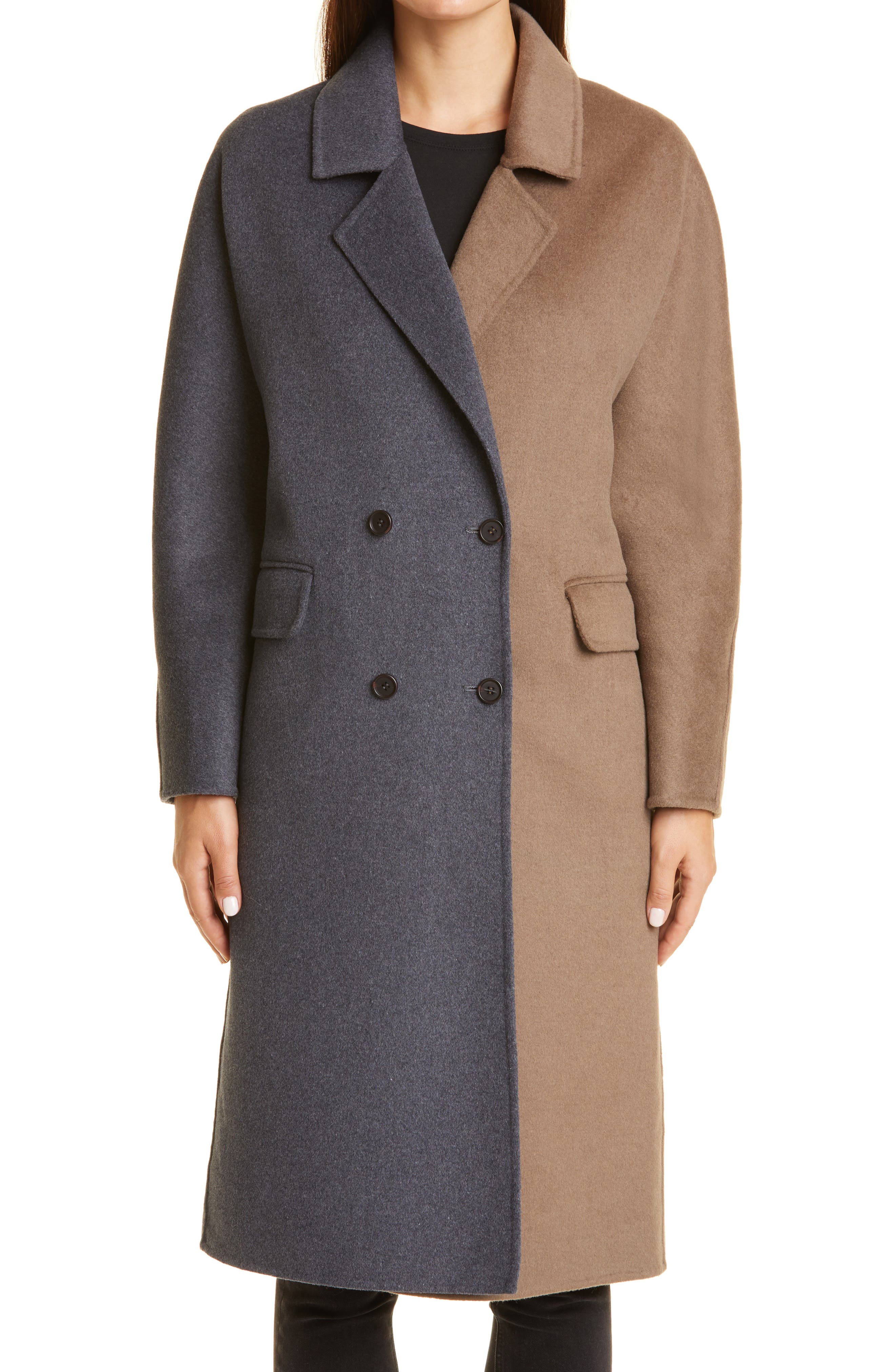 charcoal wool rich double breasted jacket