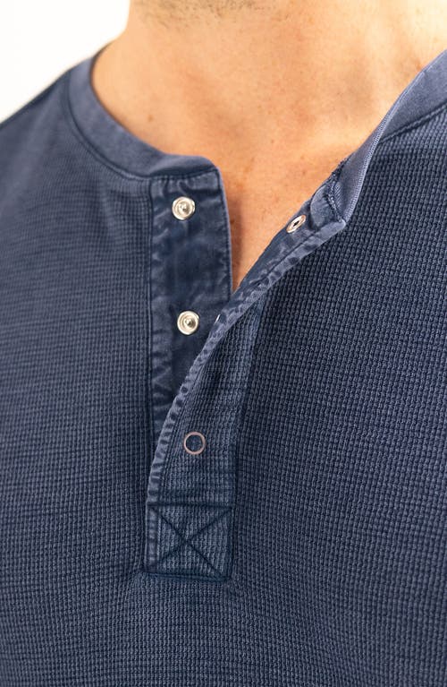 Shop Devil-dog Dungarees Waffle Knit Henley In Indigo