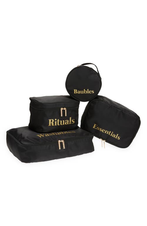 Mali + Lili Avalon Set of 4 Packing Cubes in Black/Gold