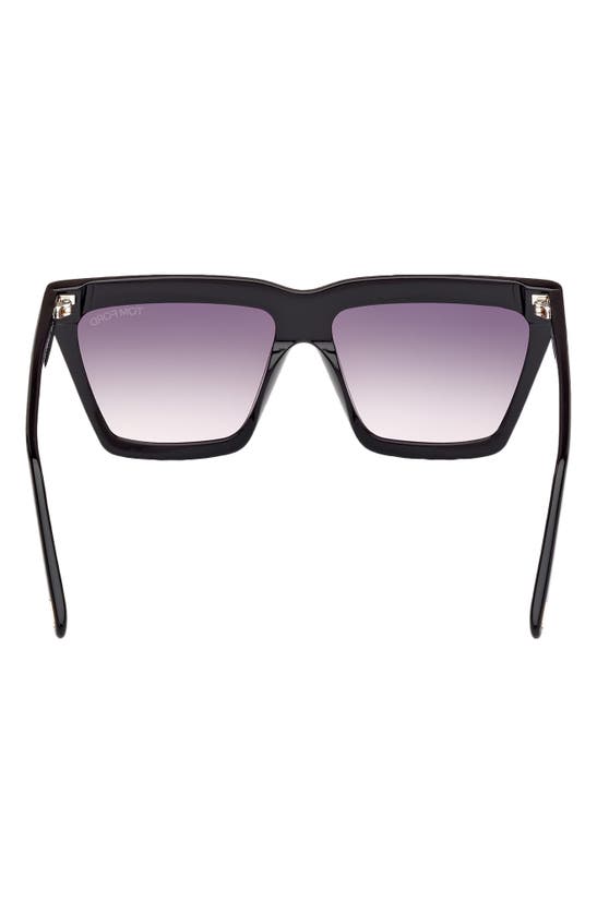 Shop Tom Ford Eden 56mm Gradient Geometric Sunglasses In Shiny Black / Smoke Pink