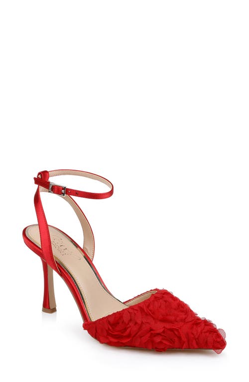 Jewel Badgley Mischka Shannon Pointed Toe Ankle Strap Pump in Red/Red 