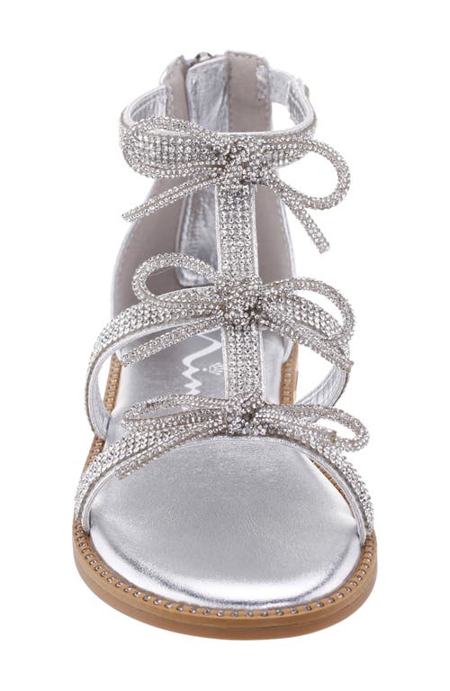 Nina Kids' Solace Sandal In Silver Metallic/rhinestones