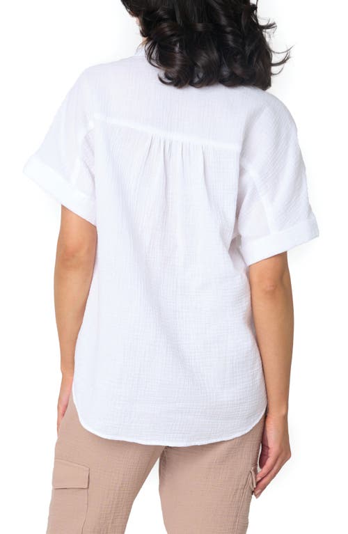 Shop Gibsonlook All Day Cotton Gauze Popover Shirt In Salt