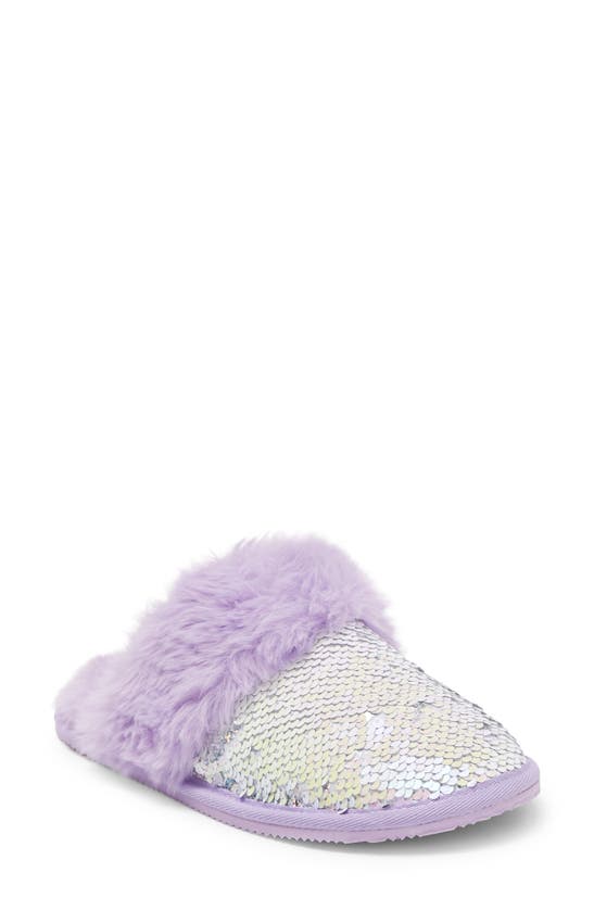 Abound Isla Faux Fur Lined Sequin Scuff Slipper In Pink Bouquet