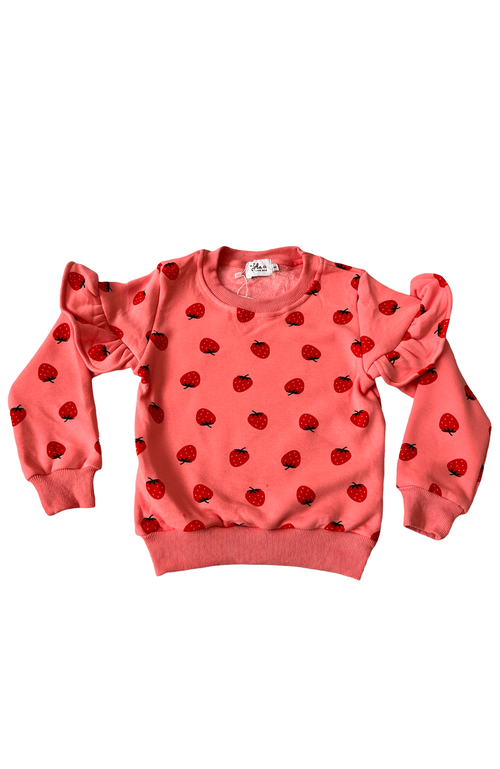 Lola + The Boys Girl's Strawberry-print Ruffle Two-piece Set In Pink