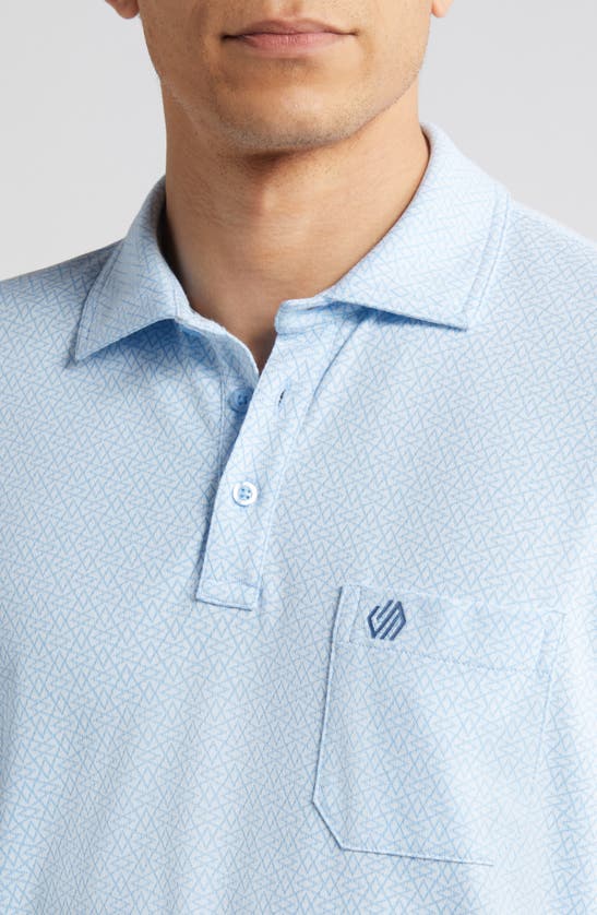 Shop Johnston & Murphy Xc4® Geo Pattern Performance Pocket Polo In Light Blue/white