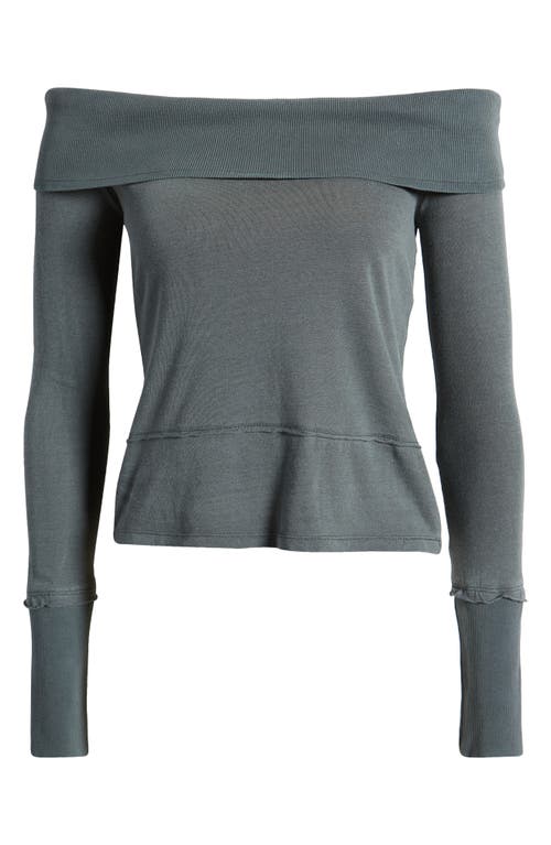 Bdg Urban Outfitters Pollie Off The Shoulder Long Sleeve Top In Dark Turquoise