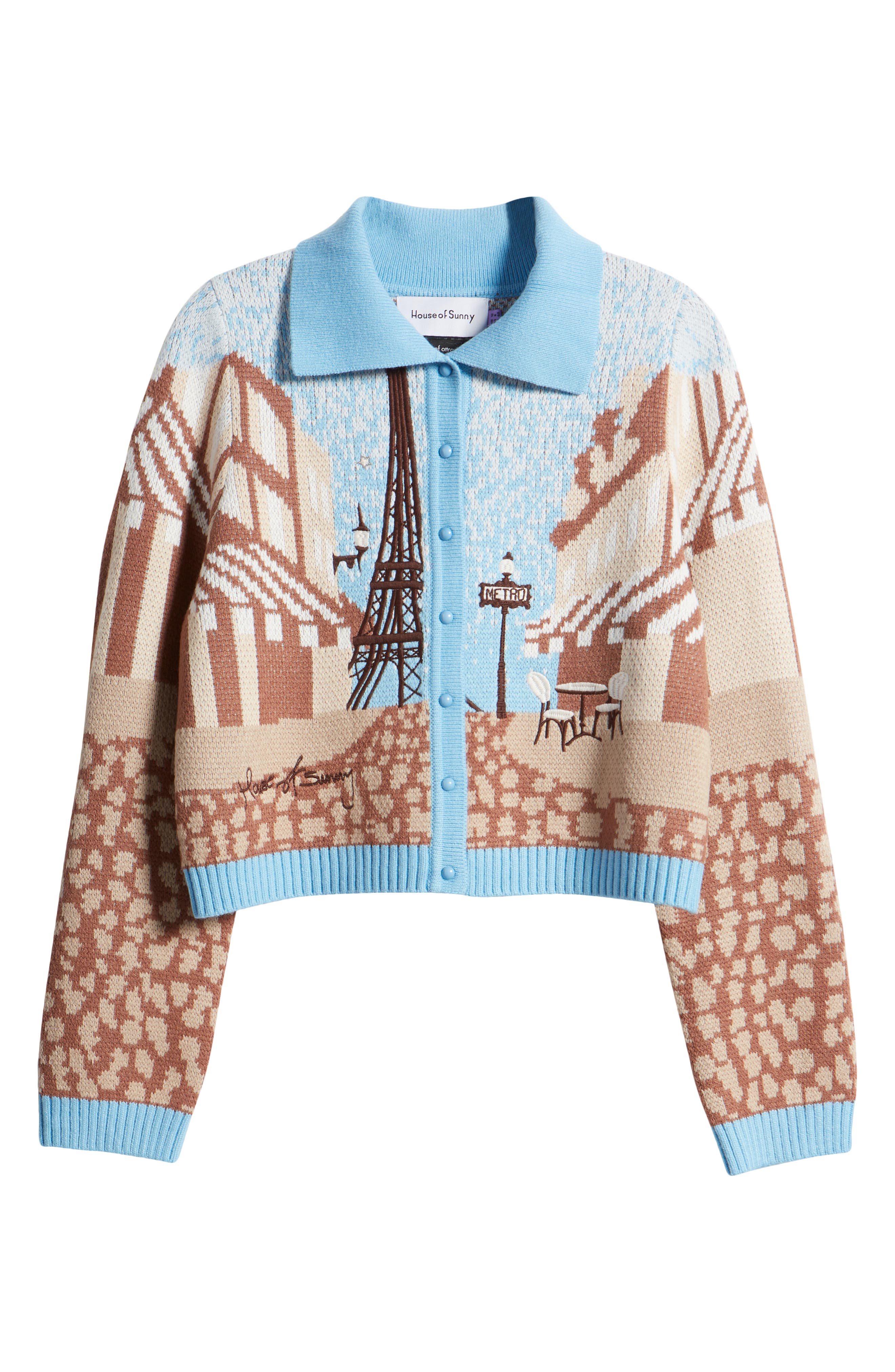 House of Sunny Randevu Tripper Embroidered Intarsia Cardigan Nordstrom