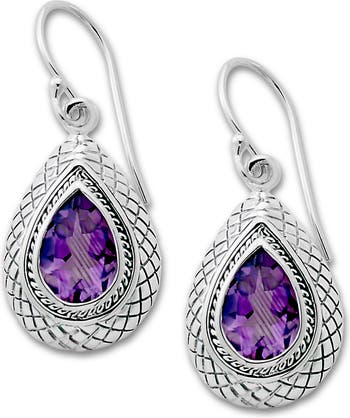Amethyst Front/Back Curb Chain Earrings