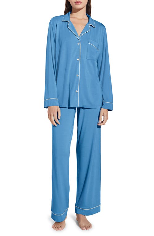 Eberjey Gisele Jersey Knit Pajamas in Azure/Ivory